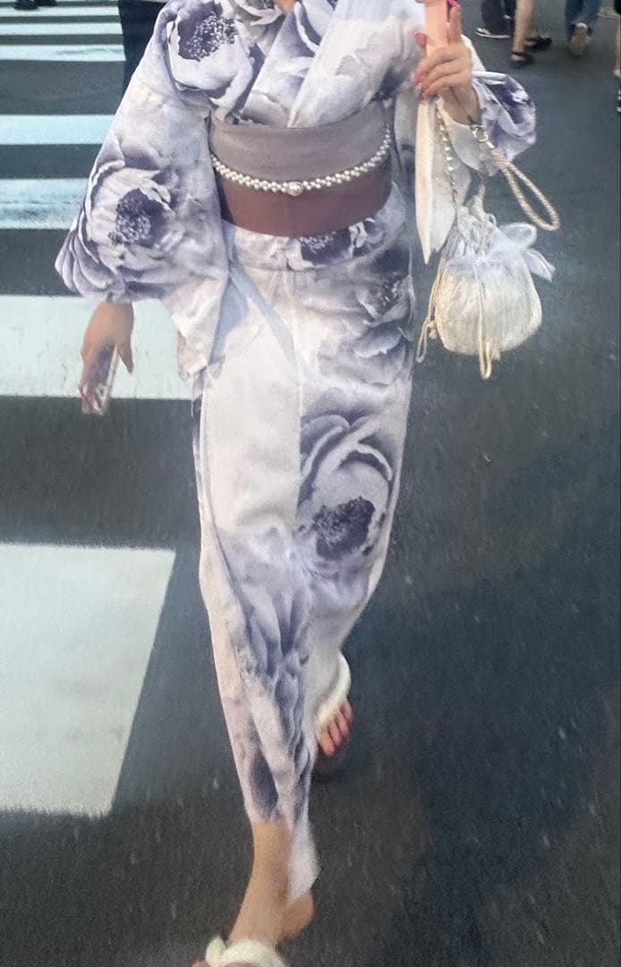 Dazzy 浴衣セット ホワイト×パープル