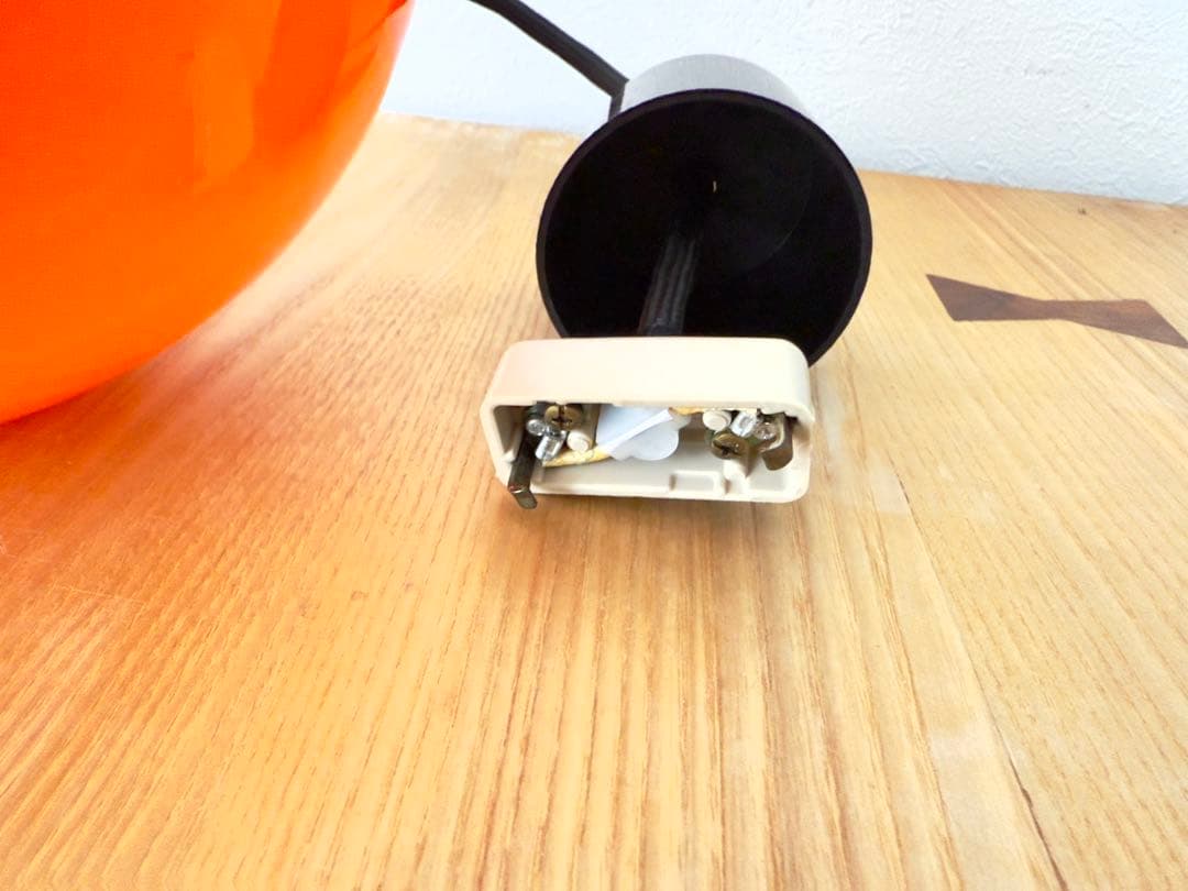 オレンジ アンバー ガラス シェード ペンダントライト 昭和 レトロ 2個セット