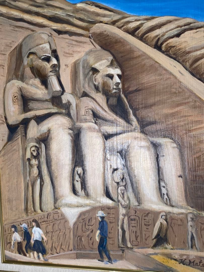 1889❣️ アブ・シンベル大神殿　油絵