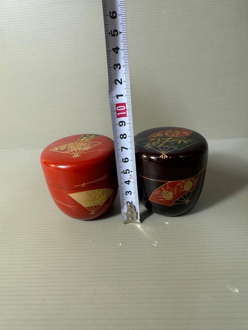 2384 茶道具　中棗 なつめ 2客　扇面 金彩