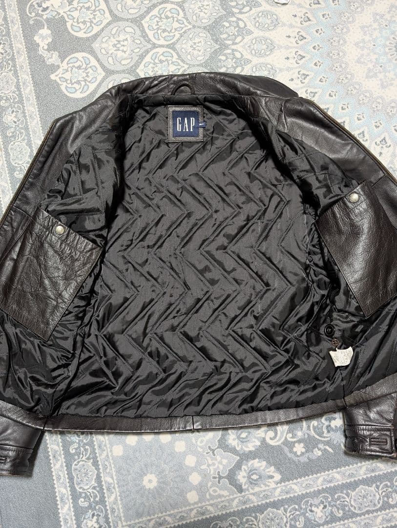 茶芯 90s オールドGAP ビンテージ レザージャケット ライダーズ 革ジャン