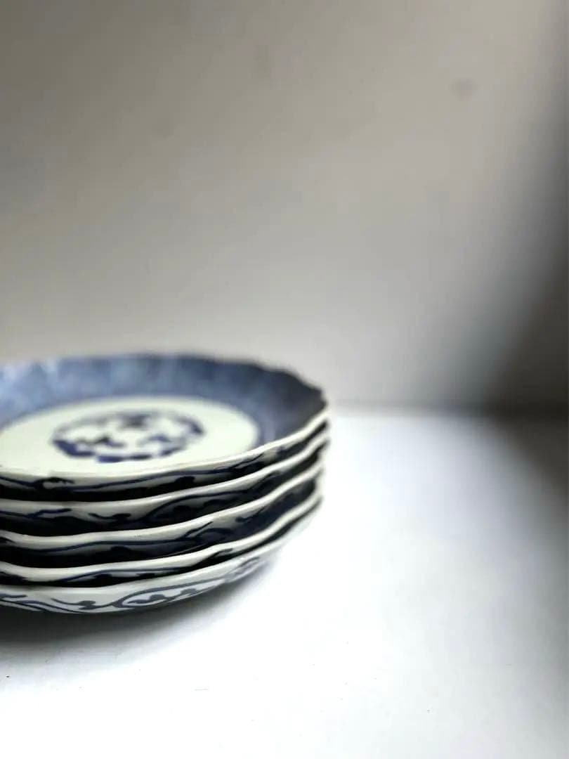 【TOYA様リクエスト】904 骨董 古伊万里 微塵唐草輪花皿 3点