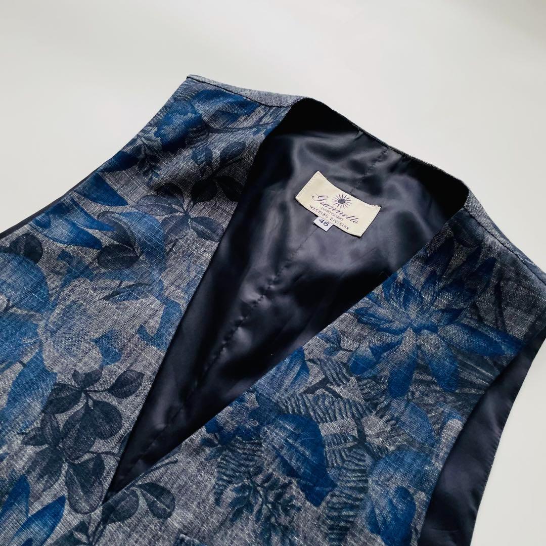 ジャンネット ベスト メンズ ジレ 花柄 総柄 シングル46 イタリア製