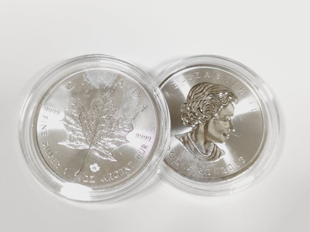 2016カナダメイプルリーフ銀貨 1オンス 2枚セットケース付き