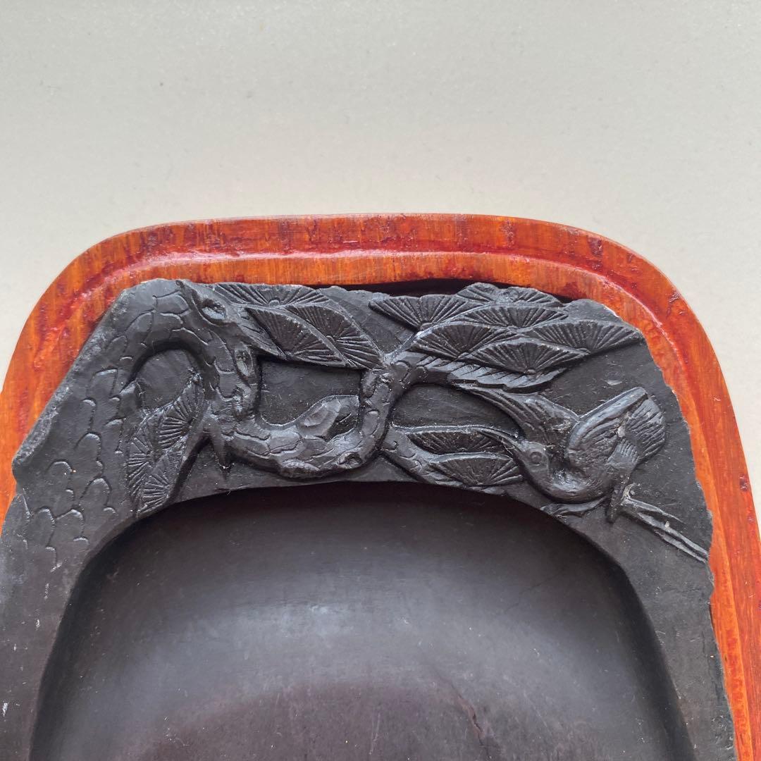 端渓硯　硯　端渓　書道　松　鷺　鶴