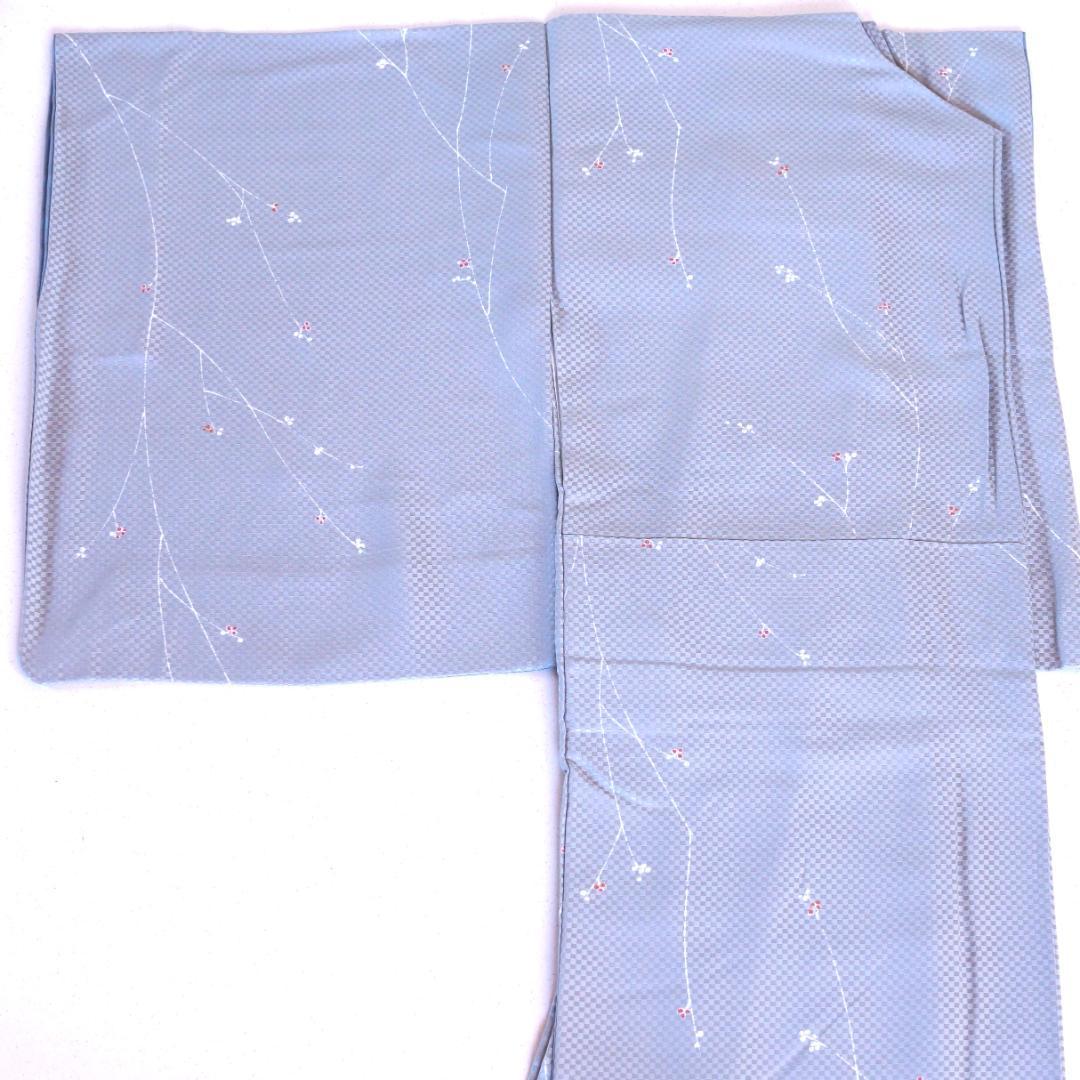 アイスブルーのすっきりとしたお召　市川純一郎　正絹