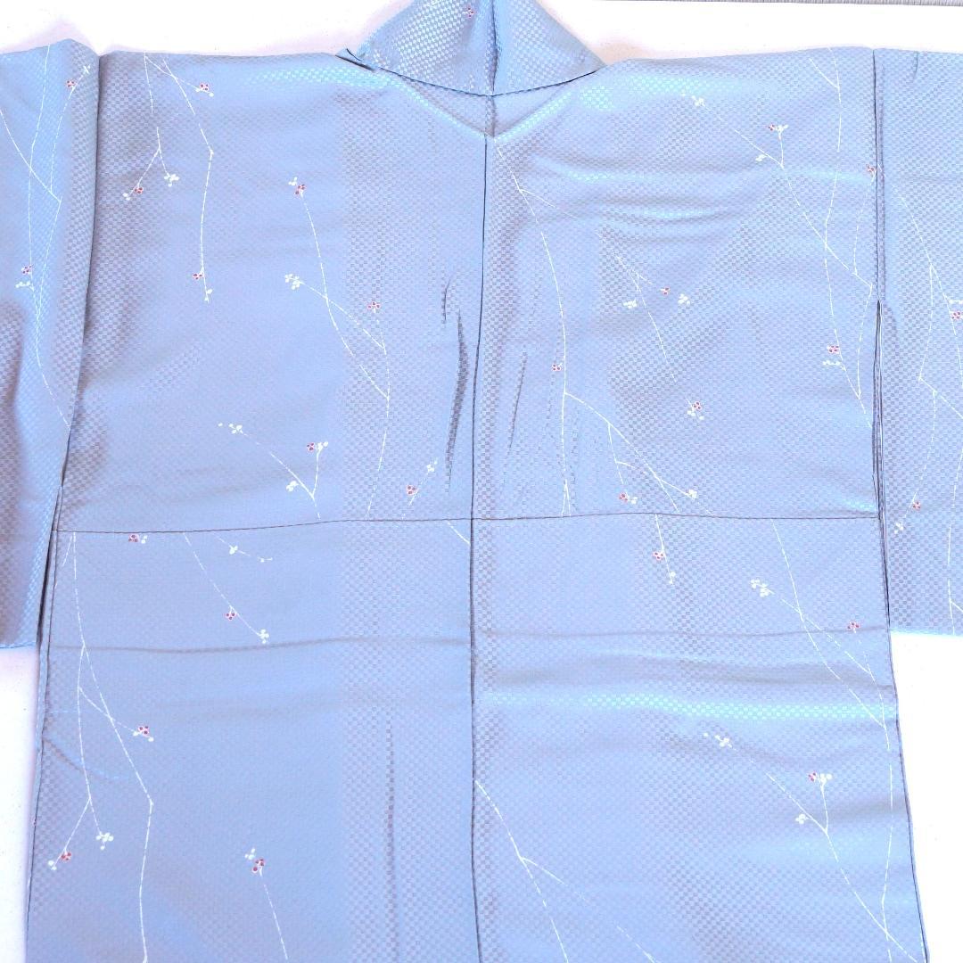 アイスブルーのすっきりとしたお召　市川純一郎　正絹