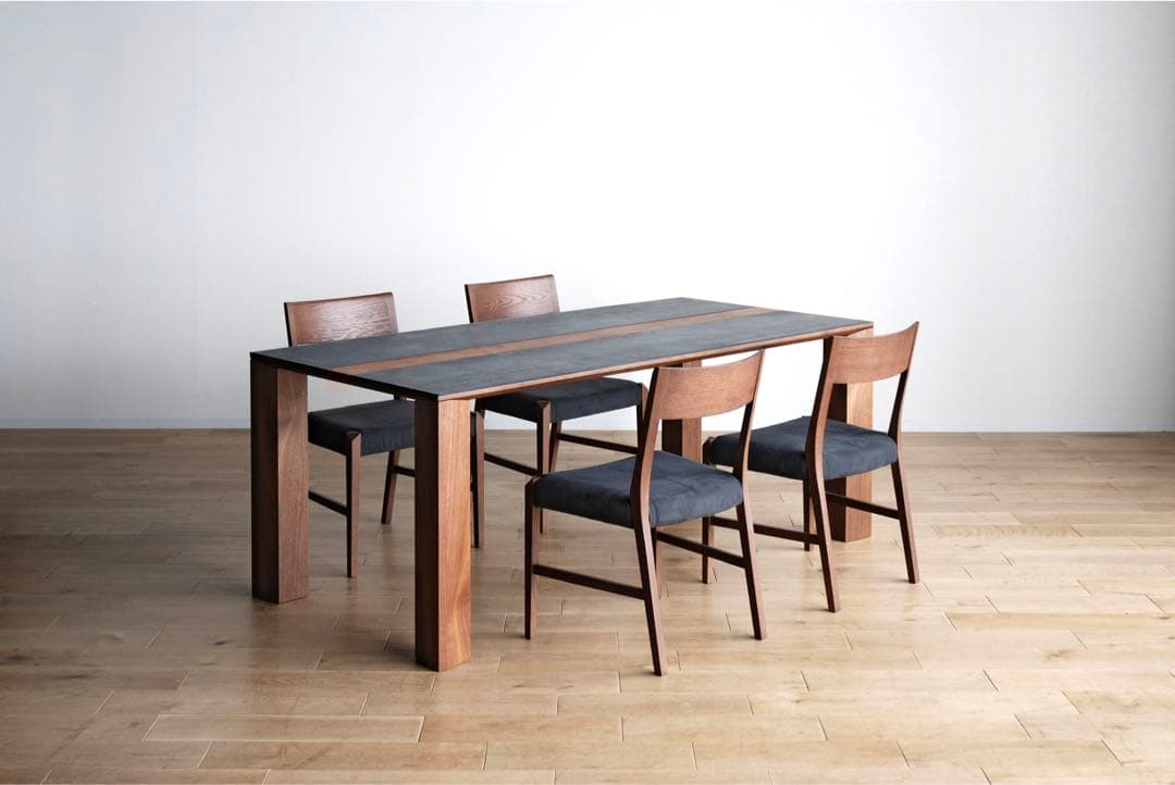 【Yu】高級セラミックテーブル モダン ウォールナット１６５㎝