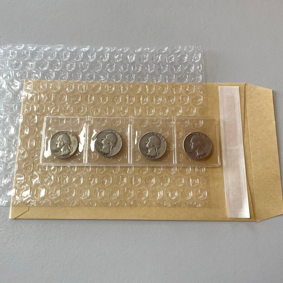 1964年以前のみ 銀製 ワシントンクォーターダラー 25セント硬貨 4枚