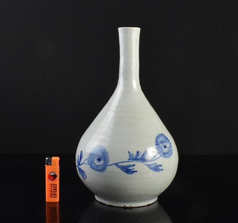 朝鮮美術　李朝　高麗白磁　染付　花文　鶴首瓶　V　R4764C