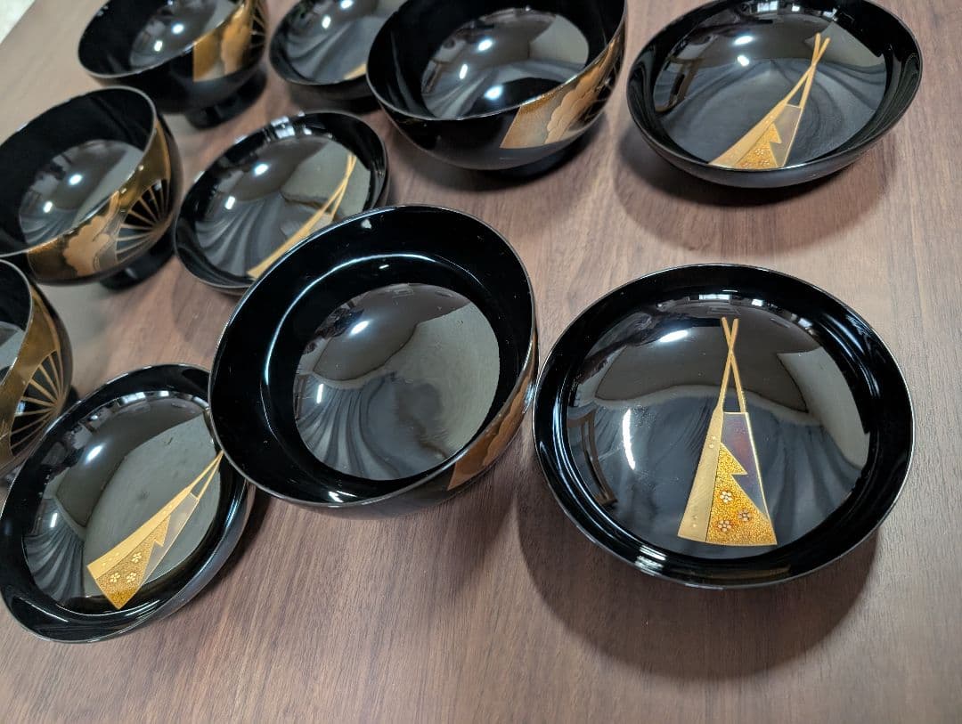 蒔絵　扇面　松竹梅　吸物椀　雑煮椀　煮物椀　５客セット　輪島塗