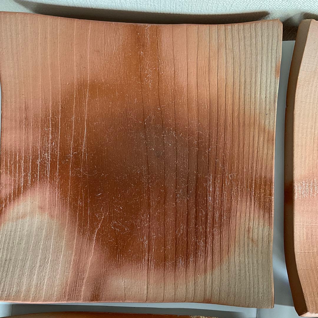 備前焼　人間国宝藤原雄先生監修南燦窯作　備前緋襷四方板皿