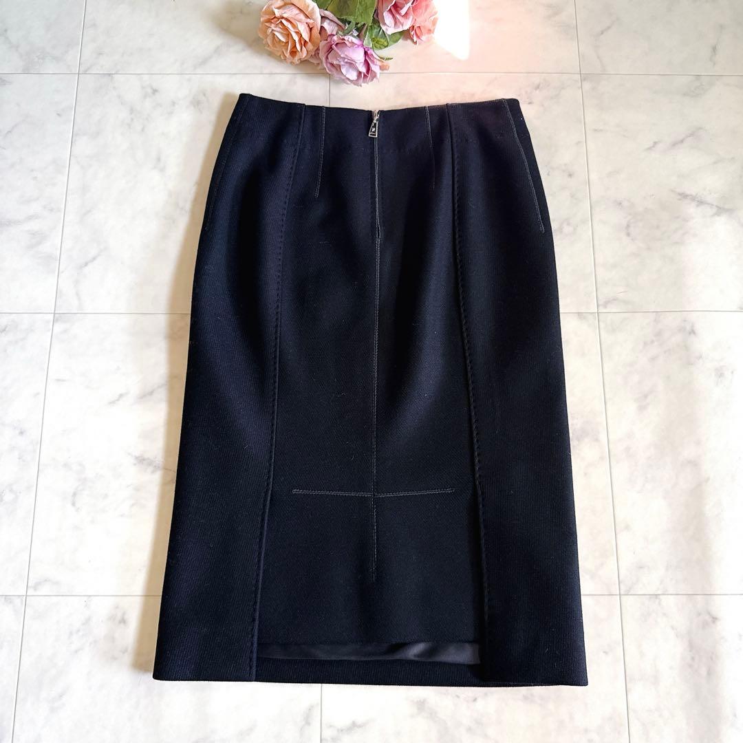 美品★LOUIS VUITTON タイトスカート ブラック LVロゴプル 34