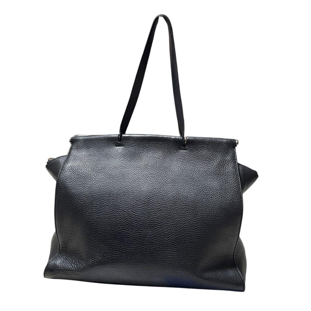 マウロゴヴェルナ A4 トートバッグ ハンドバッグ ブラック 本革 シボ革