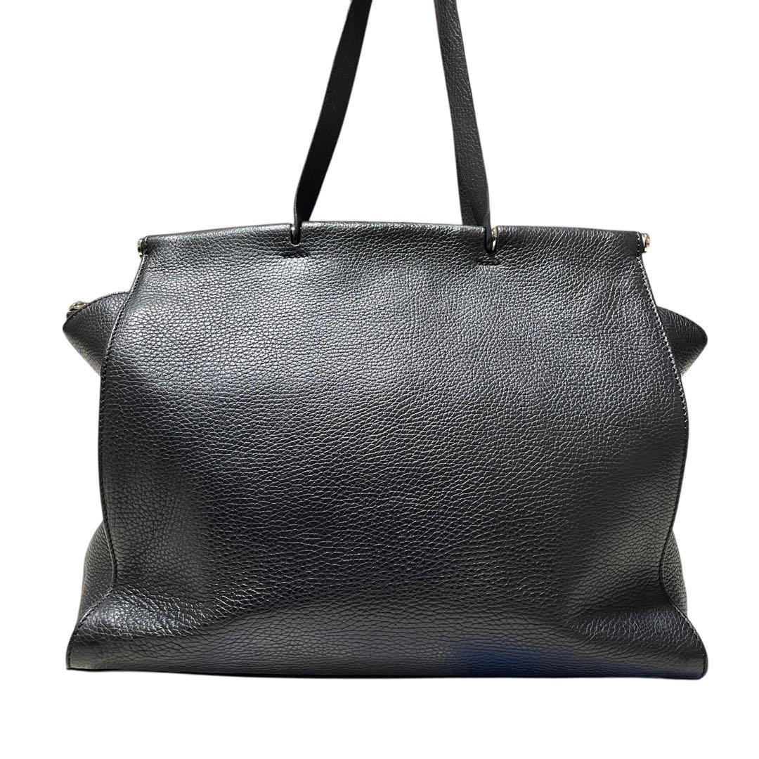 マウロゴヴェルナ A4 トートバッグ ハンドバッグ ブラック 本革 シボ革