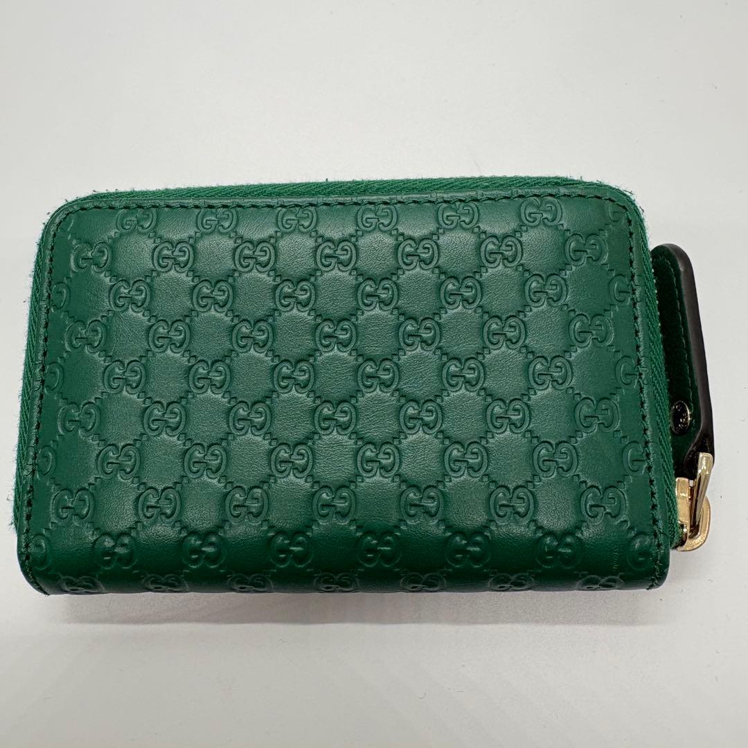 【極美品】グッチ マイクログッチシマ ケース レザー グリーン レディース