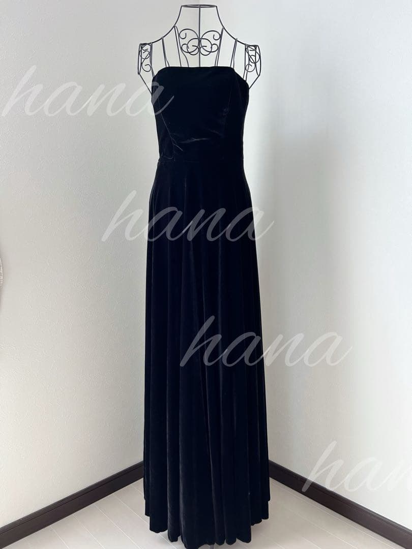 【前撮り・謝恩会】ブラックドレス 黒 ベルベット ベロア キラキラ 美シルエット