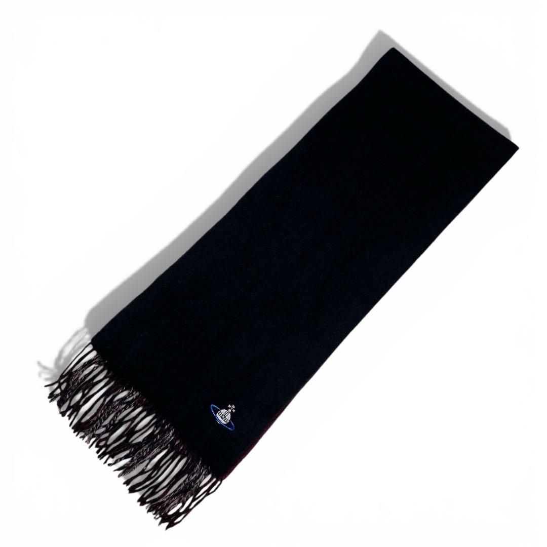 ヴィヴィアンウエストウッド/カシミヤ100%/ラメ オーブ/リバーシブルマフラー