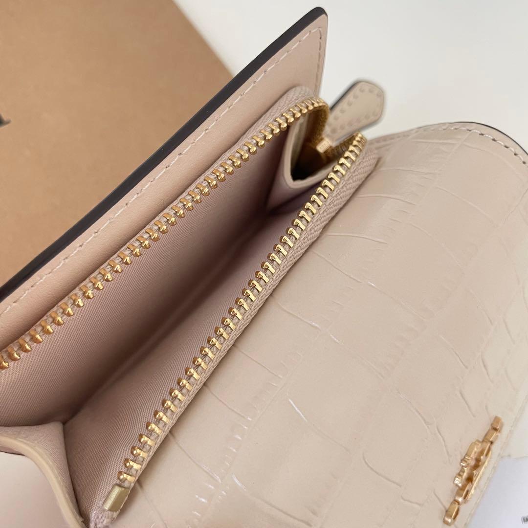 COACH コーチ　折り財布　クロコダイル エンボスド レザー　アイボリー