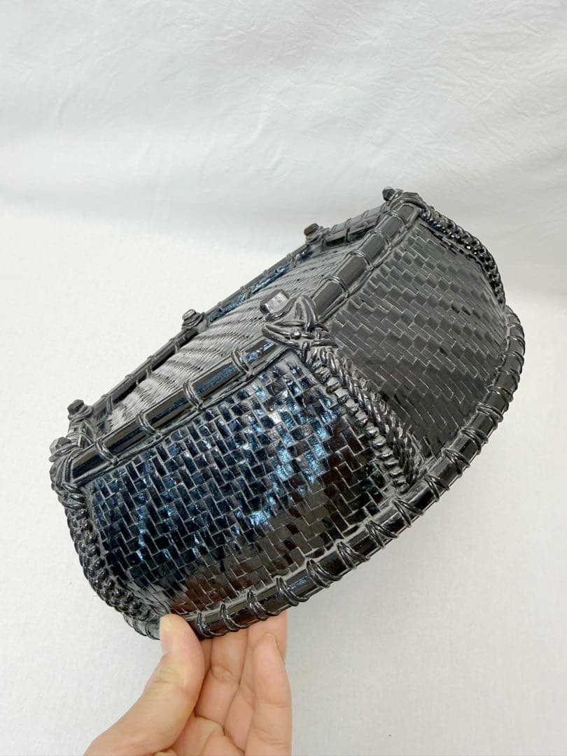 未使用 茶道具 唐物写六角 炭斗 炭入 炭点前元箱