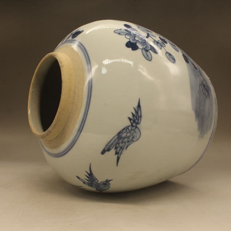 清光緒鯖牡丹花蓋缶 景徳鎮 陶磁器 装飾品 現代工芸品 美術品 置物