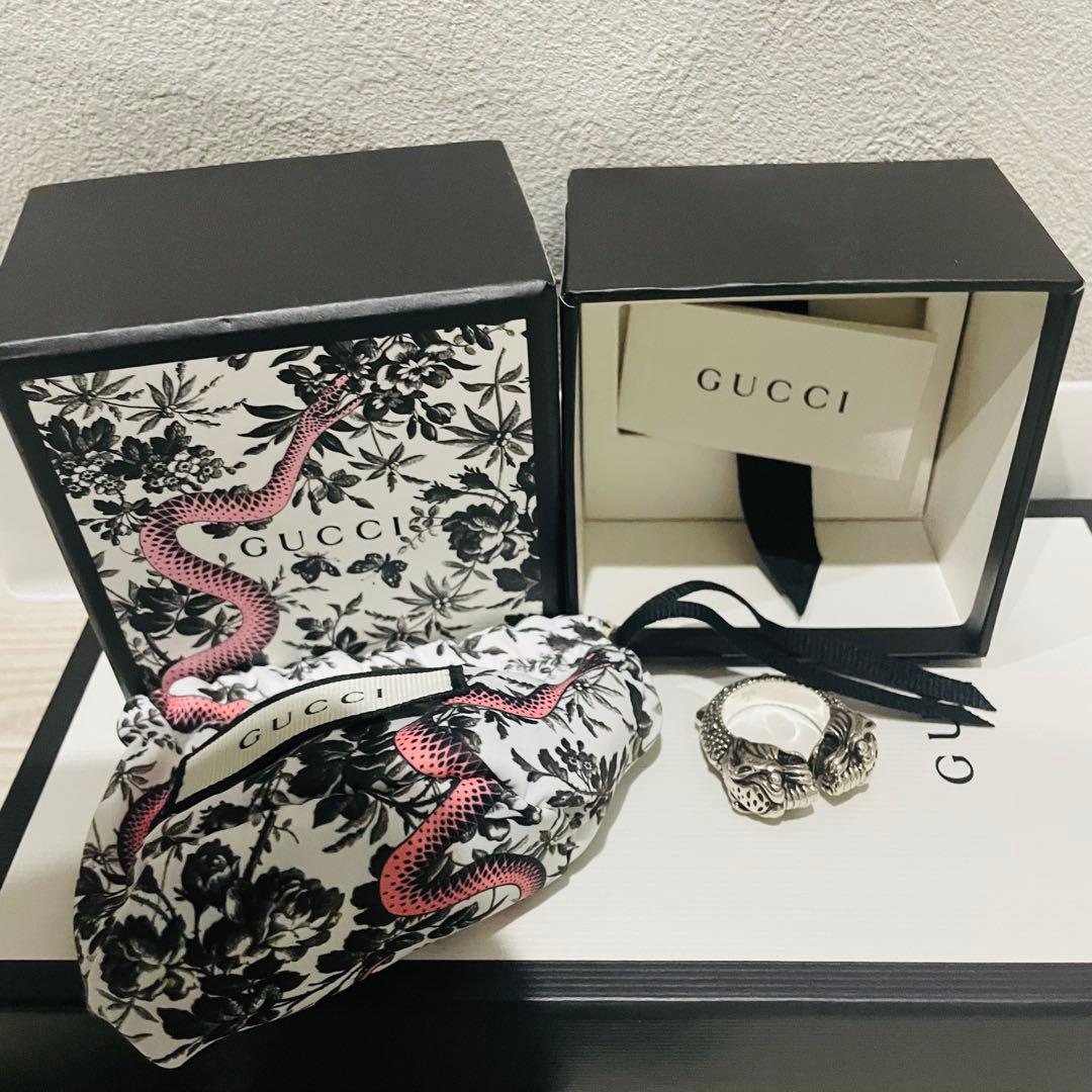 GUCCI 新品同様品　タイガーヘッドリング　925シルバー　17号#18