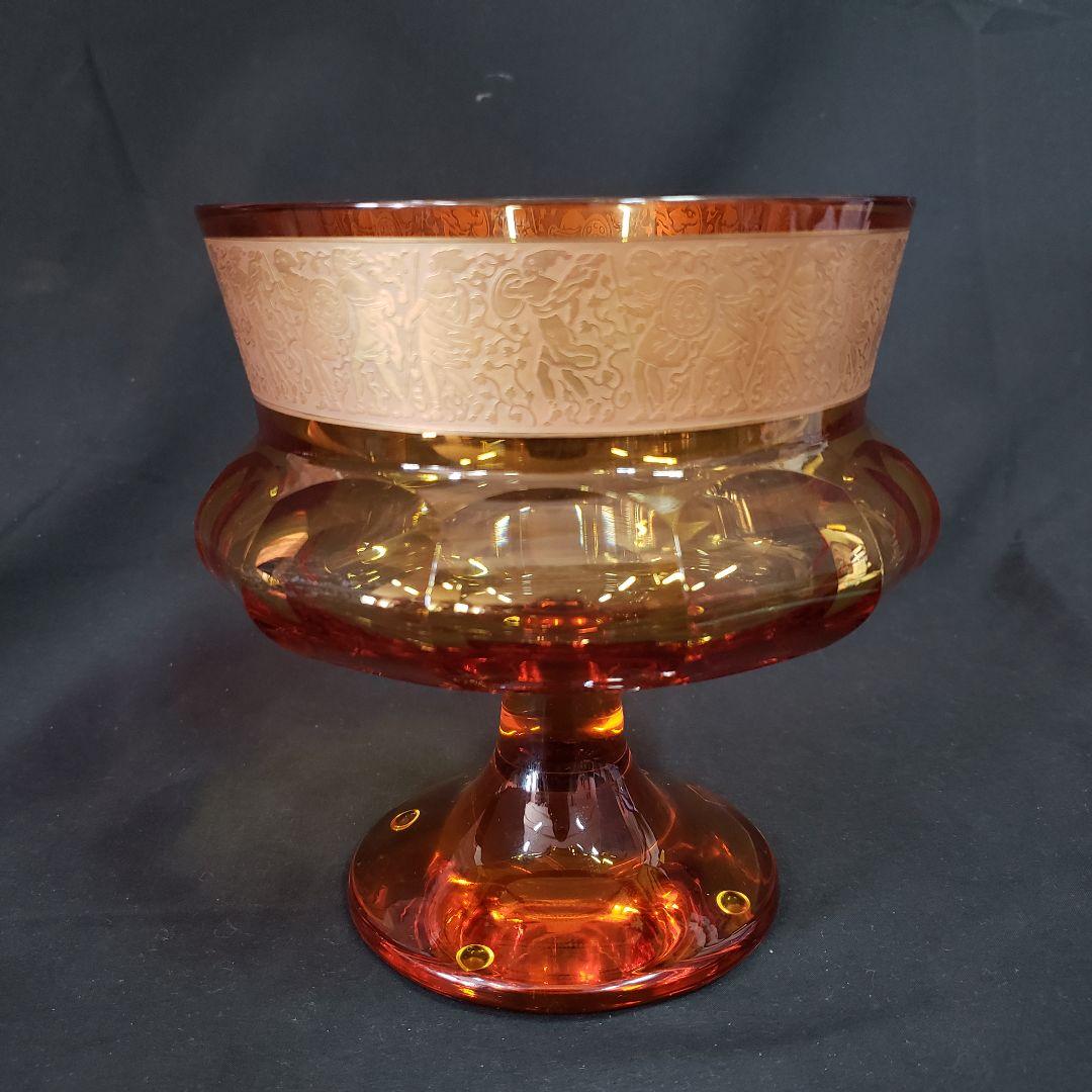 Moser モーゼル 純金彩 コンポート 戦士の行進 ガラス