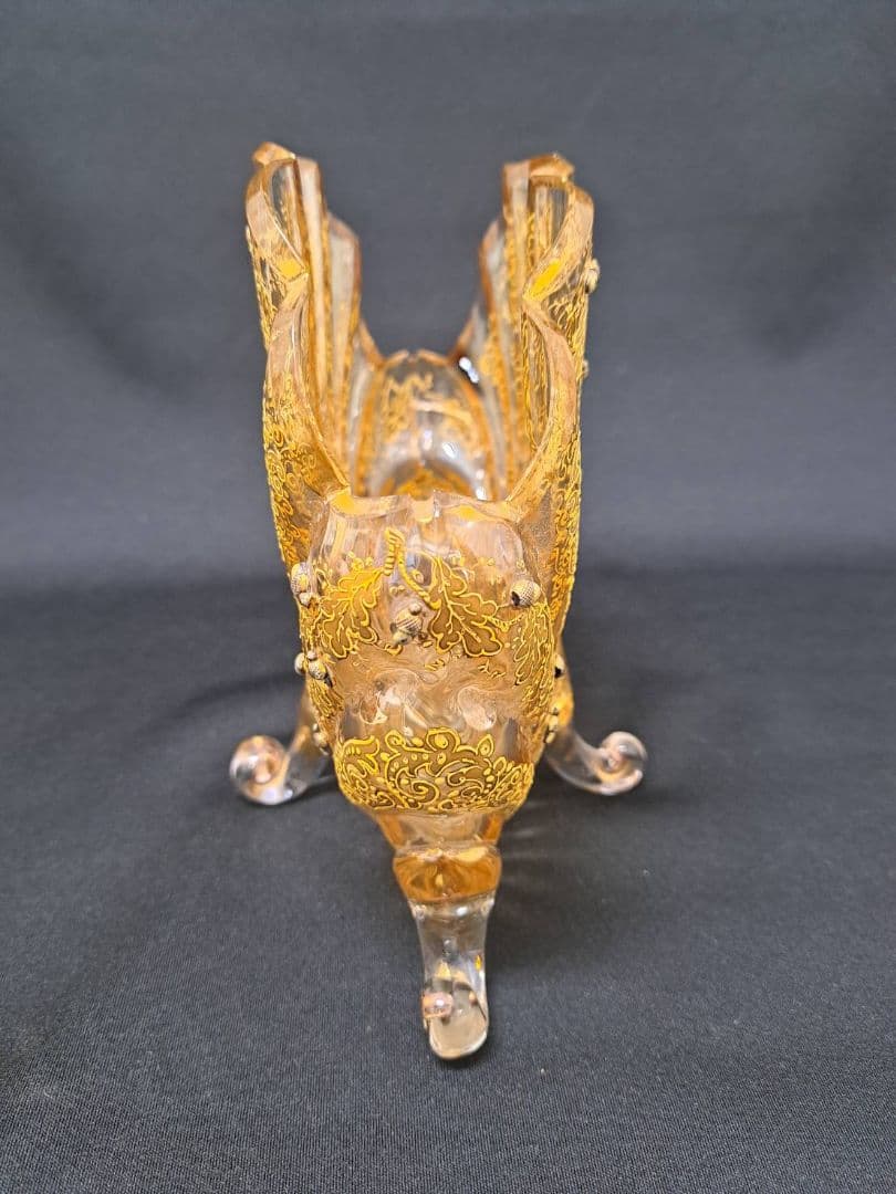 【金彩　外国製　アートピース】シェル型　レターラック　木の実細工　美術品