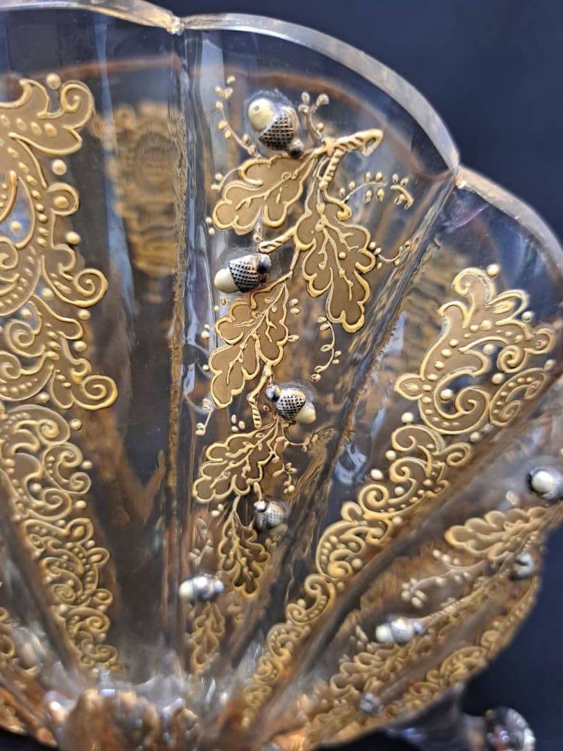 【金彩　外国製　アートピース】シェル型　レターラック　木の実細工　美術品