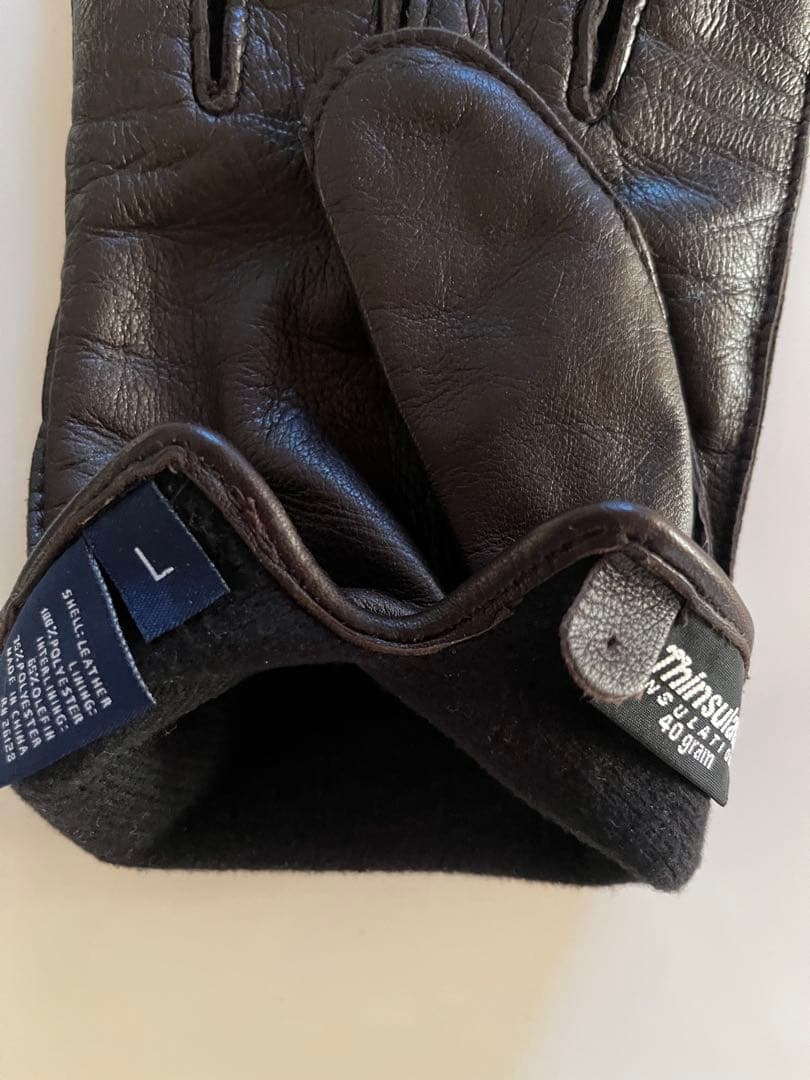 スプリング様　ラルフローレン　シープスキン(羊皮) 手袋　L ダークブラウン