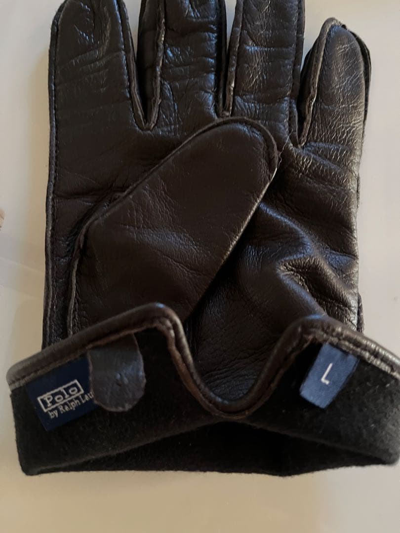 スプリング様　ラルフローレン　シープスキン(羊皮) 手袋　L ダークブラウン