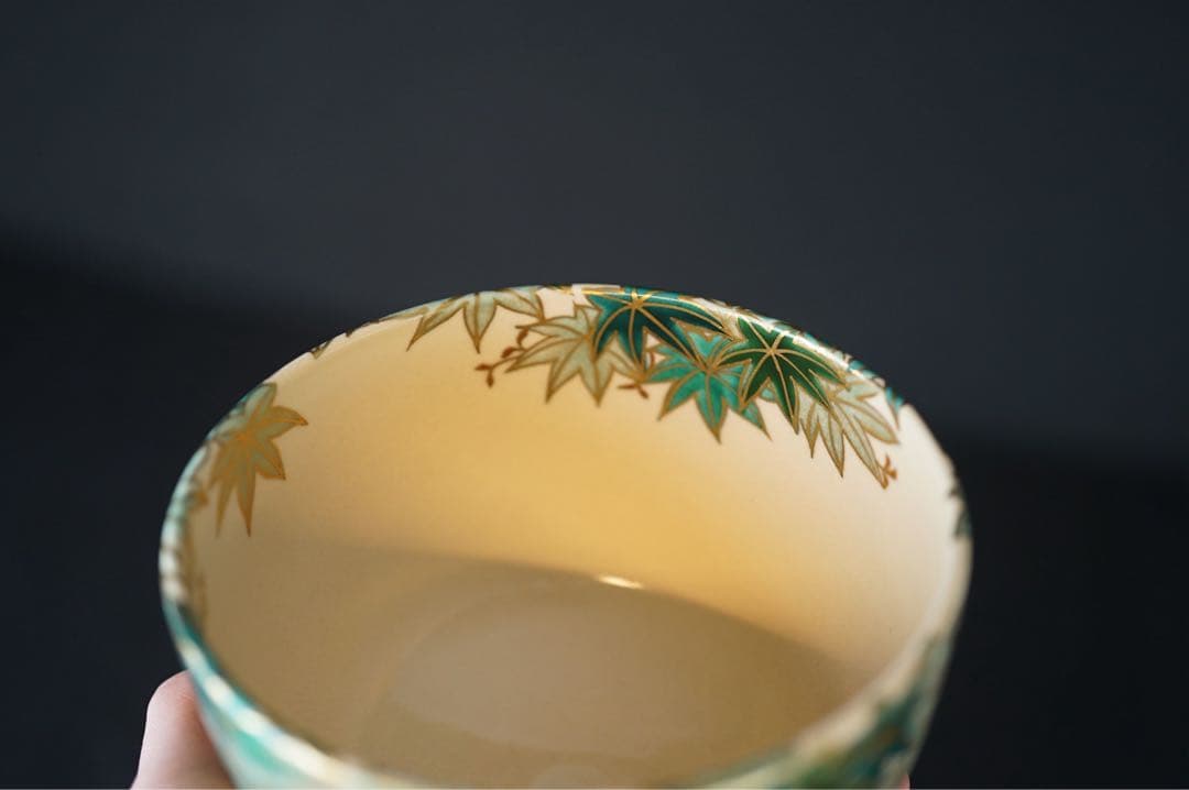 杉田祥平 清閑寺窯 色絵青楓 茶碗 共箱 茶道具
