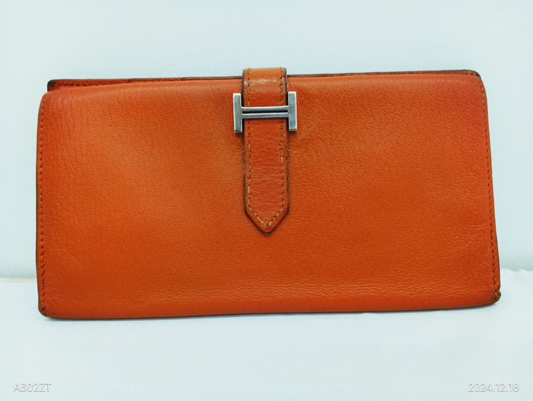 【capitalatipac】エルメス長財布 ベアン シェーブル オレンジ