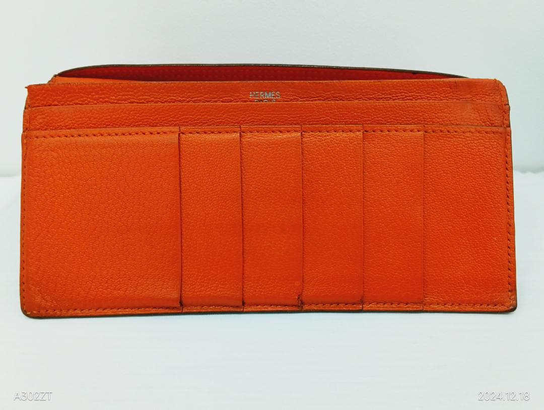 【capitalatipac】エルメス長財布 ベアン シェーブル オレンジ