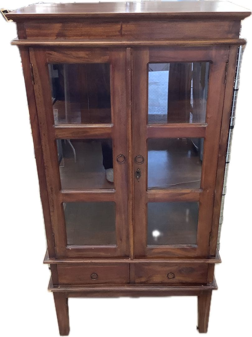 ビーカンパニー 家具　無垢材 アンティークダークブラウン キャビネット　鍵付き