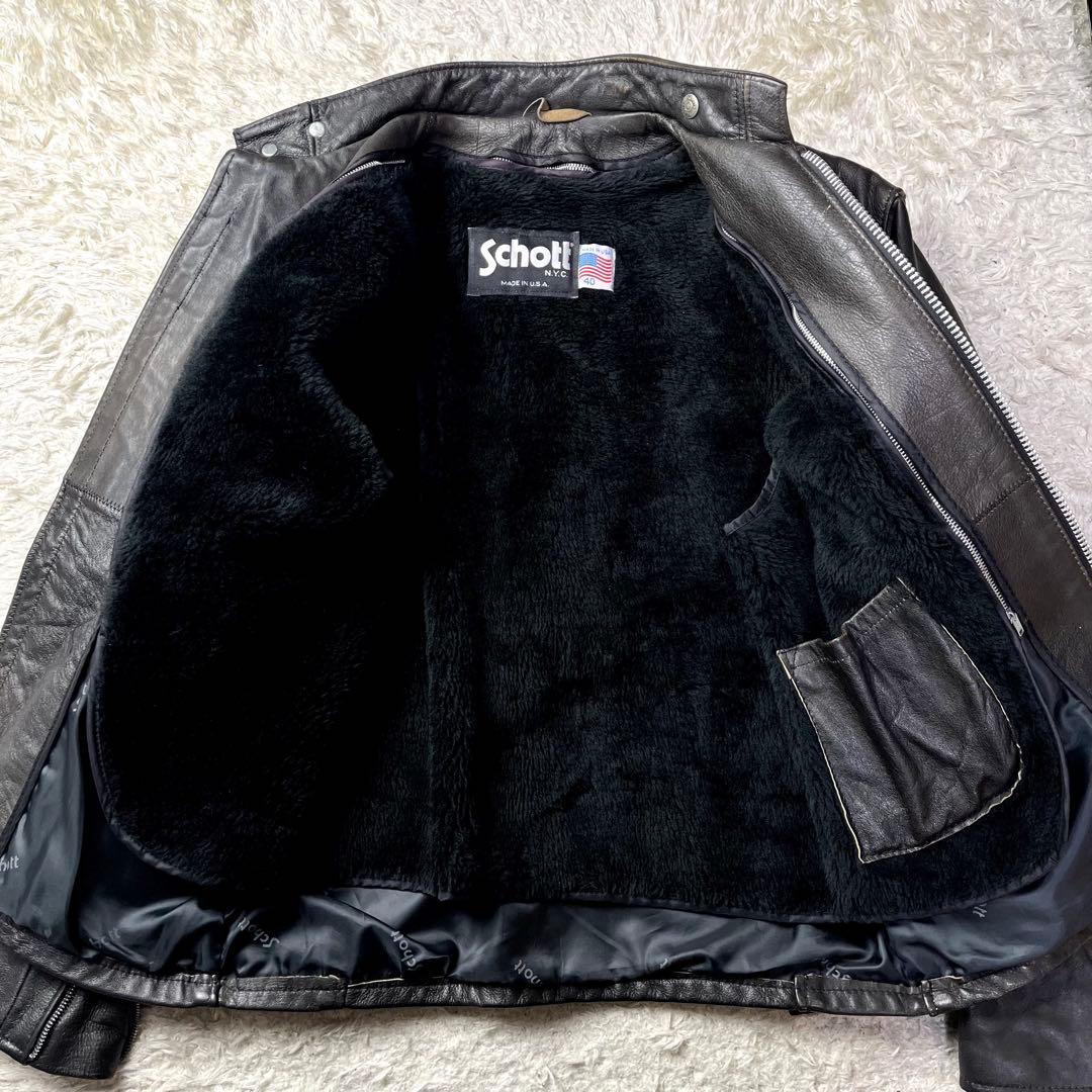 40インチ/ライナー付✨ショット シングルライダース レザージャケット 2way