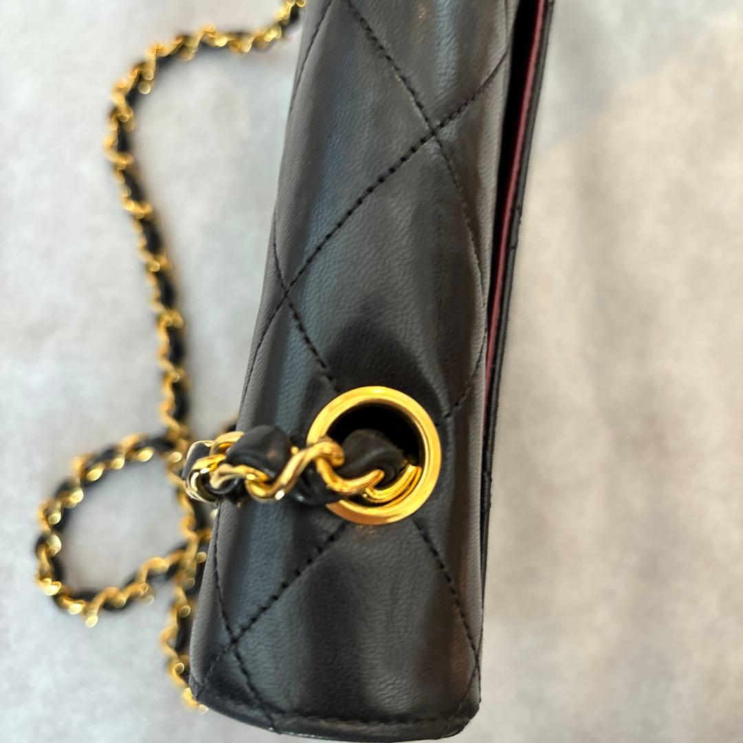 シャネル　マトラッセ　ラムスキン　ヴィンテージ　ブラック　黒　フラップバッグ