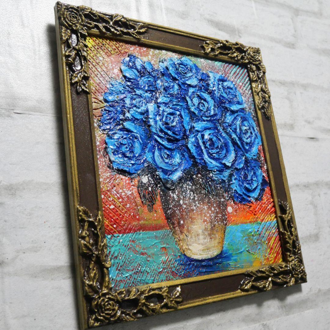 油絵 油彩 油彩画 絵 絵画【青い薔薇】