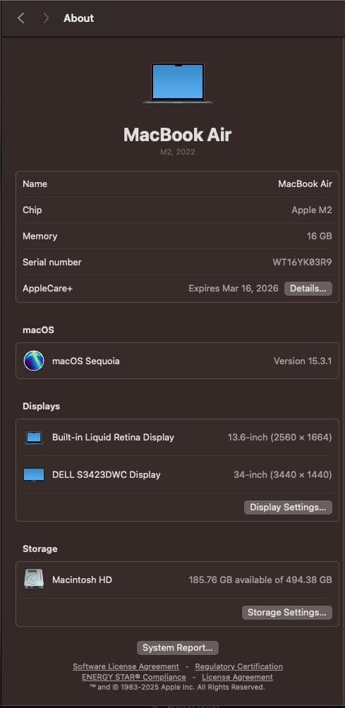 MacBookAir13.6インチM2 512GB 本体 ミッドナイト 美品