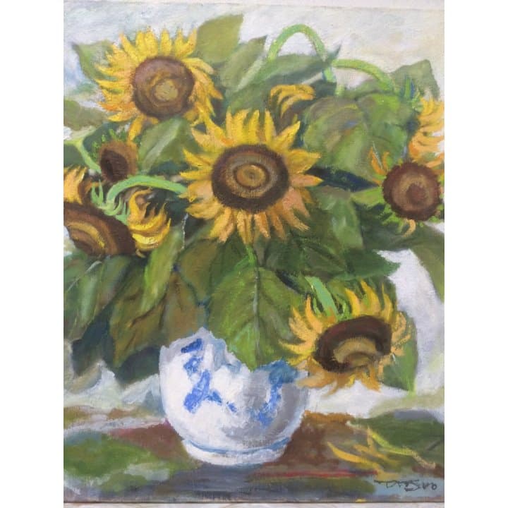 岡村達夫 作　ひまわり (12号 油絵)