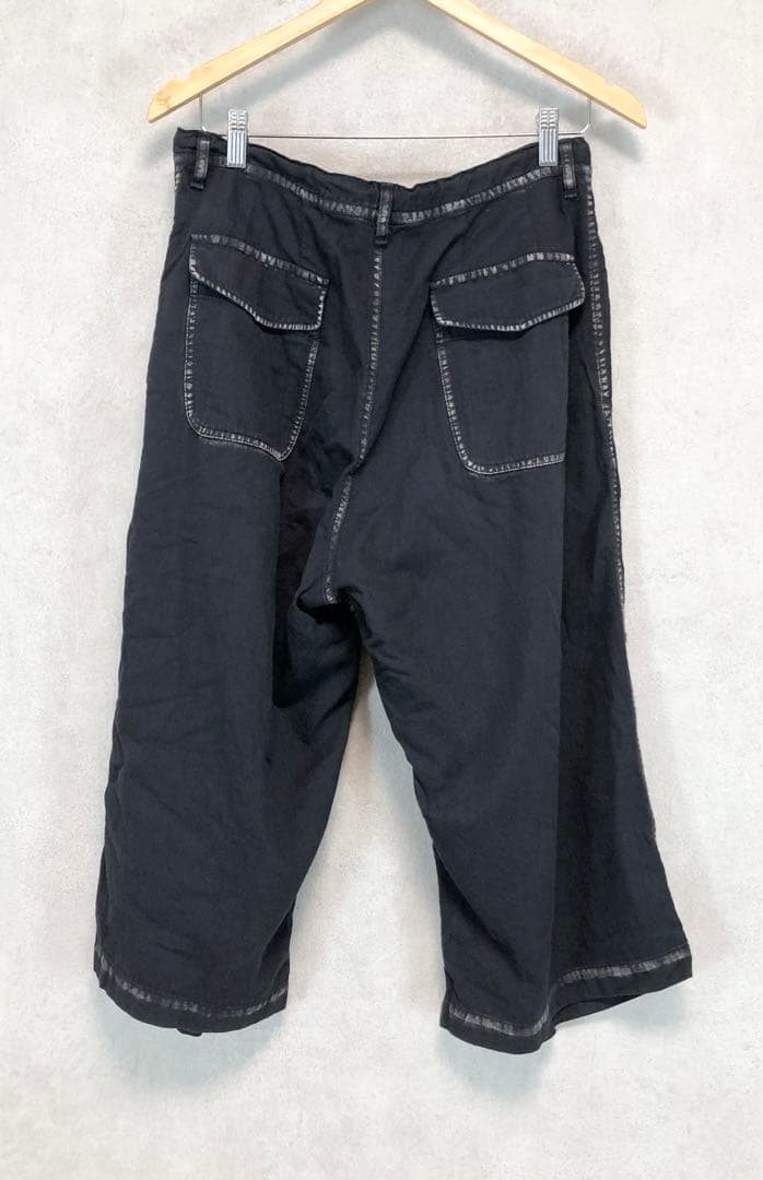 Y's ワイズ 製品染め サルエルワイドパンツ 墨黒