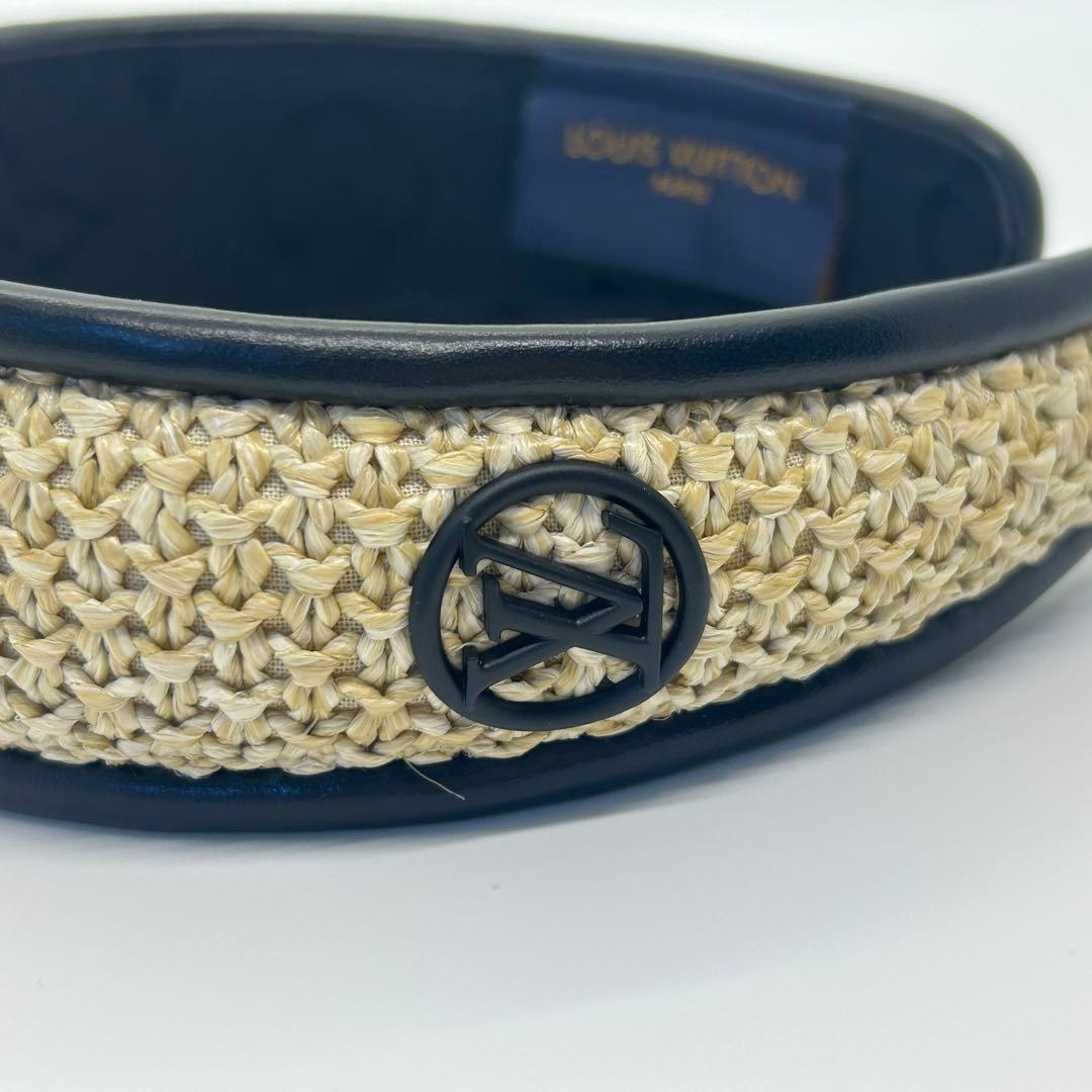 【美品】ルイヴィトン　ヘットバンド ラフィア　裏モノグラム