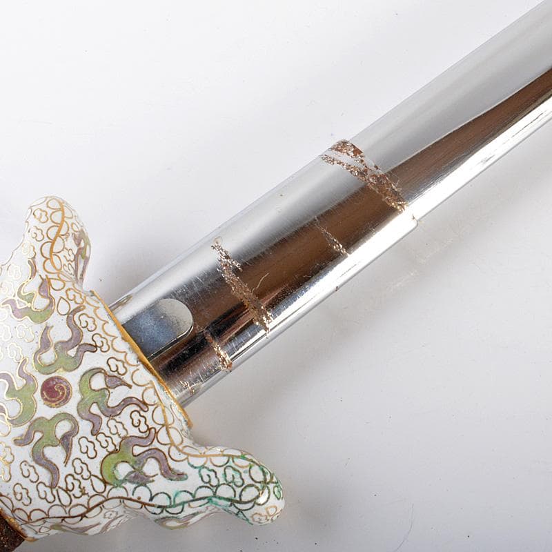 中国　仙鶴　武木研究院　七宝装飾品　鉄製　伸縮剣　箱付　C　5986C