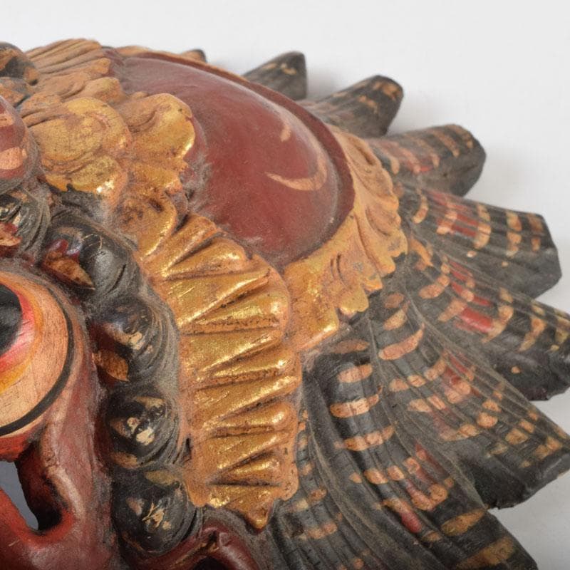 バリ島　インドネシア　木彫彩色　バロン　面　壁飾　一双　V　9089