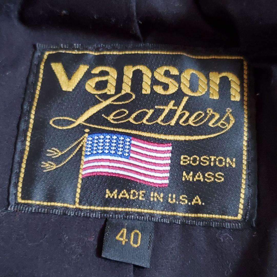 極美品 VANSON シングルライダース バックプリント スカル 40