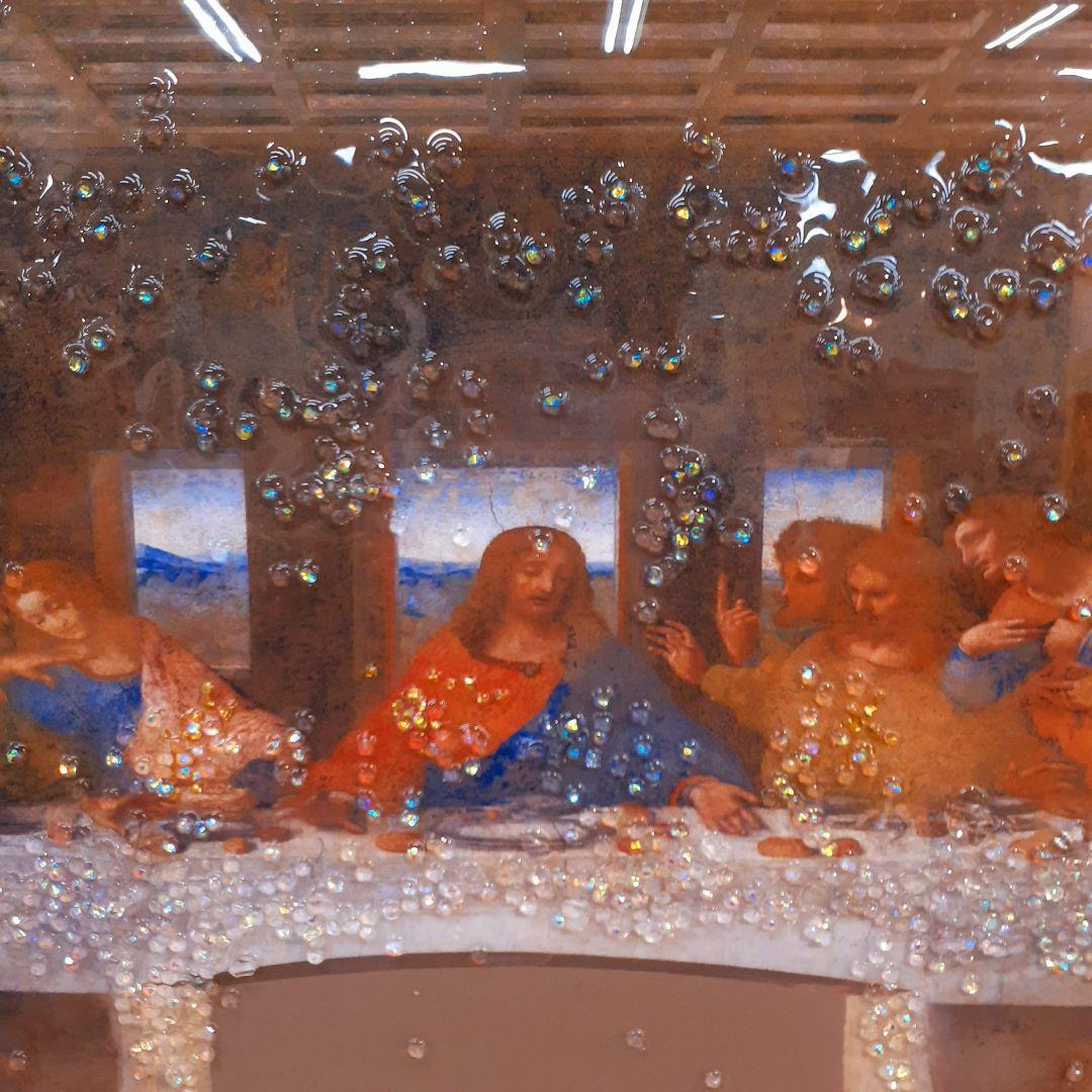 輸入雑貨　天然石　名画　『最後の晩餐』クリスタルアート　絵画　水晶絵　宝石アート