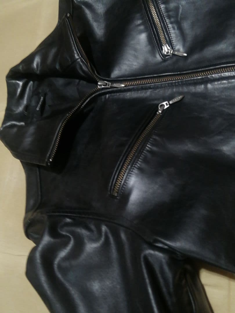 美品 SCHAFFEN Lサイズ 馬革 シングルライダース 襟付き