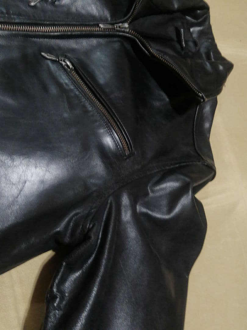 美品 SCHAFFEN Lサイズ 馬革 シングルライダース 襟付き