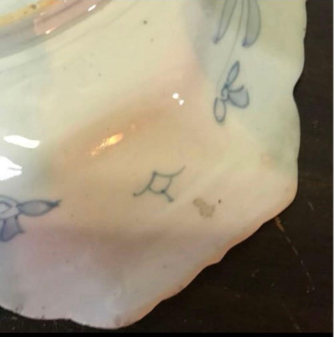 染付　陶器　当時物　盛り皿　染付の絵柄が美しい　年代物