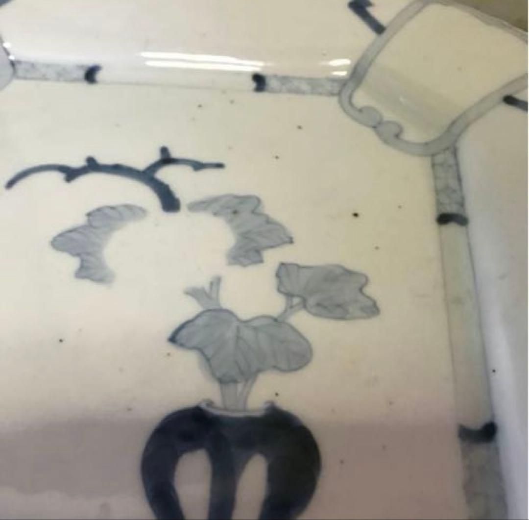 染付　陶器　当時物　盛り皿　染付の絵柄が美しい　年代物